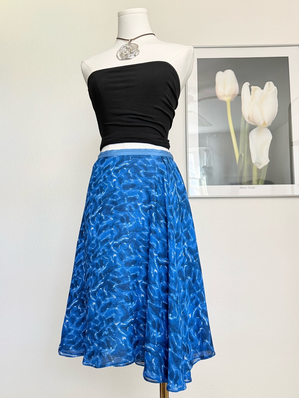 Philip Lim 3-1 Rare Runway Sample Silk Midi Skirt Water Inspired Fairy Archival